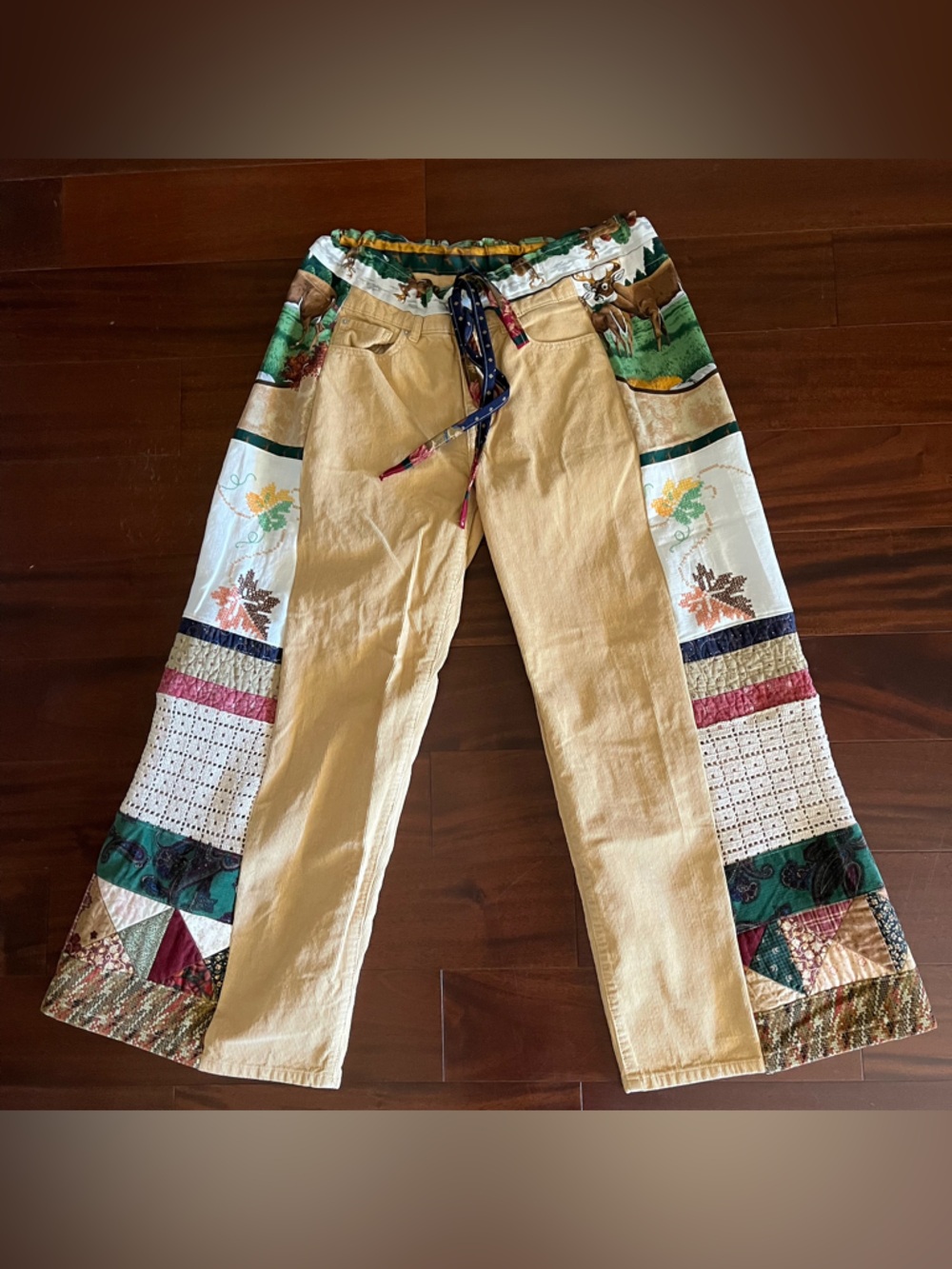 Mountain Girl deer heart gold band quilt patchwork pants Phish tour heady PLUR - Picture 8 of 12